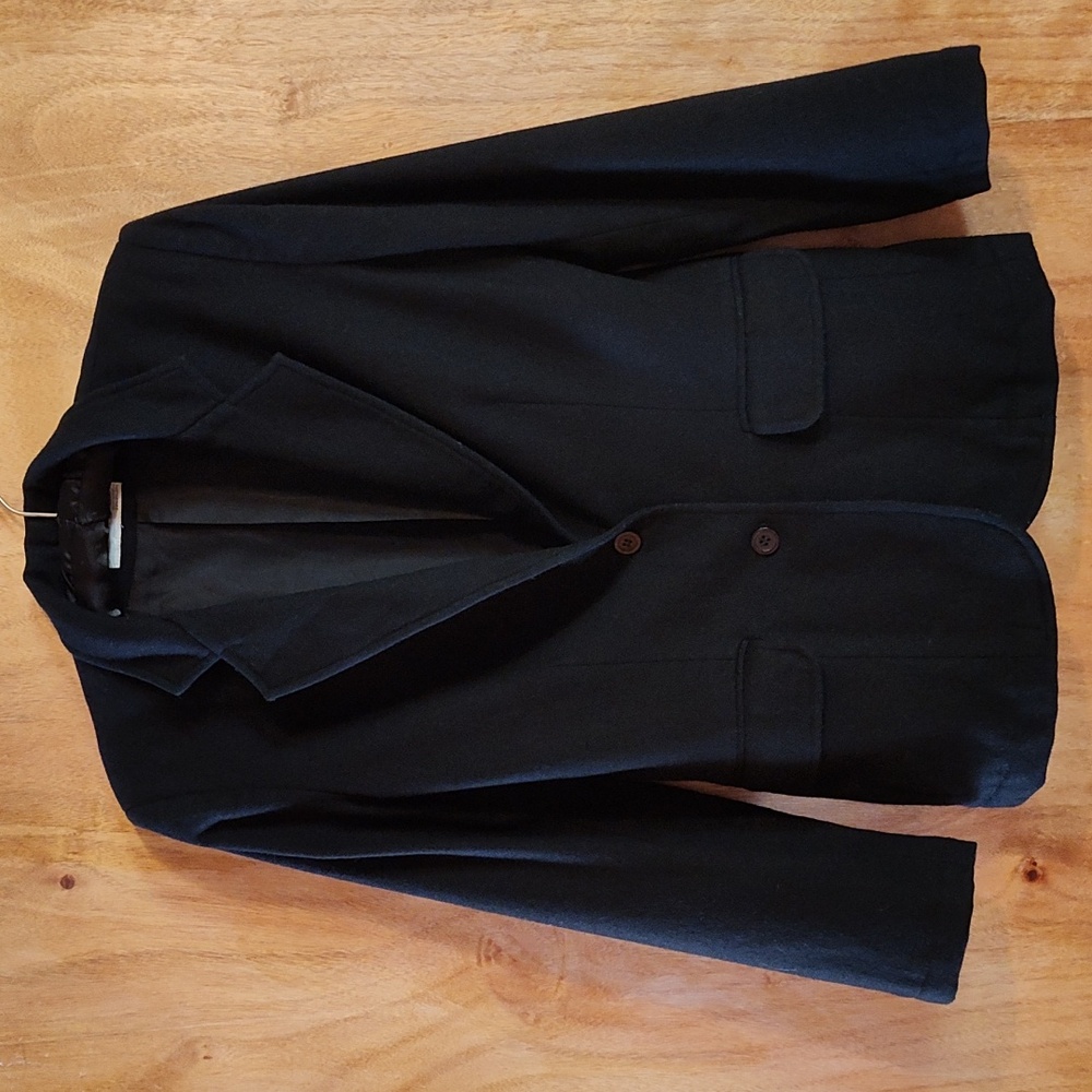 90s Vintage Parsons Place Womens Wool Blend Blazer Black Office Med (See Meas.)